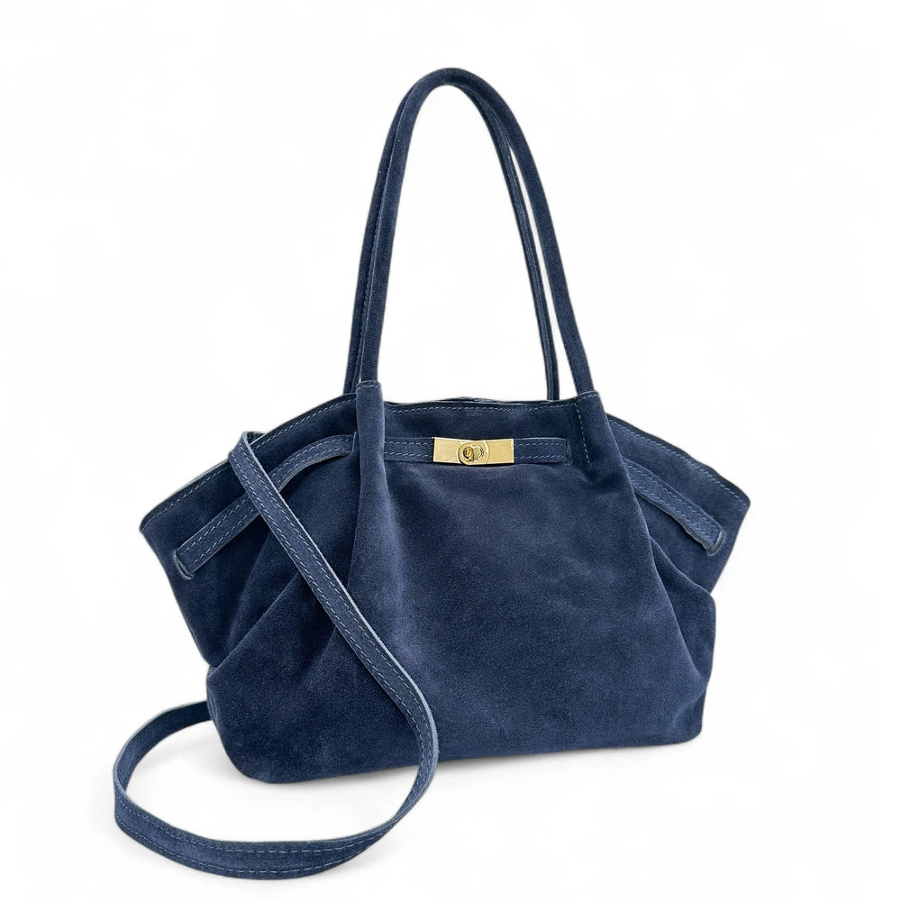 Sac cabas loose en daim ALANA Bleu marine
