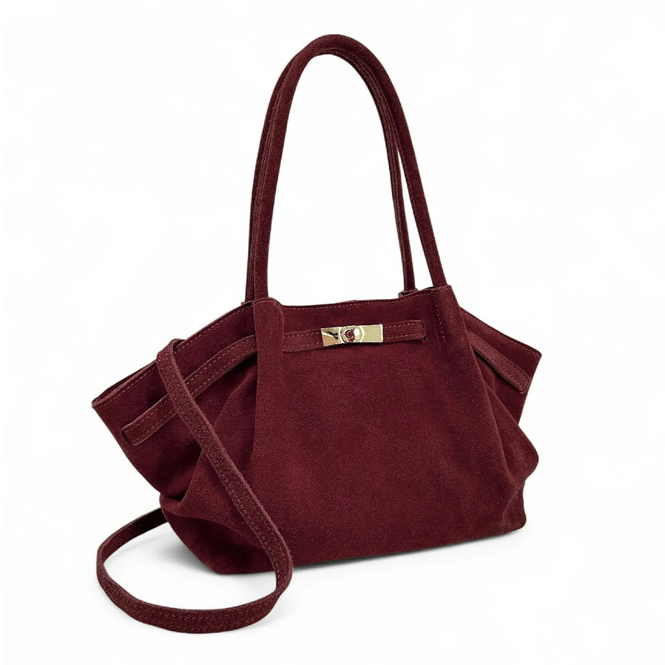 Sac cabas loose en daim ALANA Rouge bordeaux