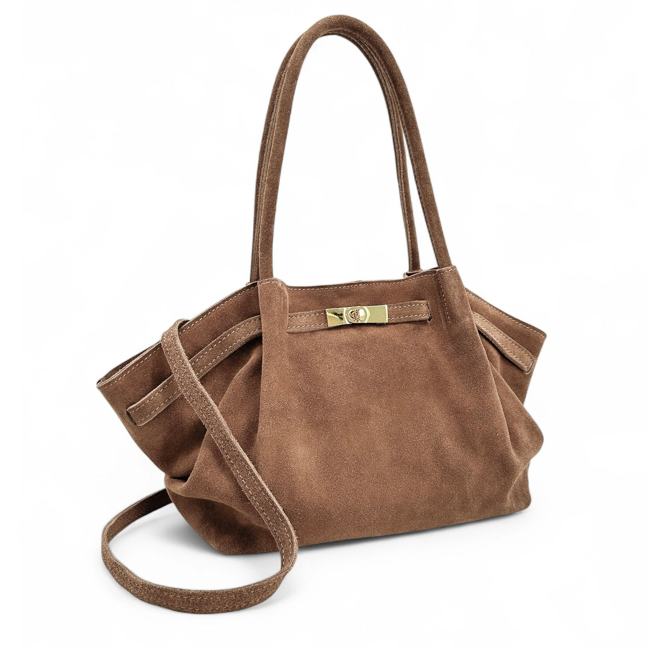 Sac cabas loose en daim ALANA Taupe foncé