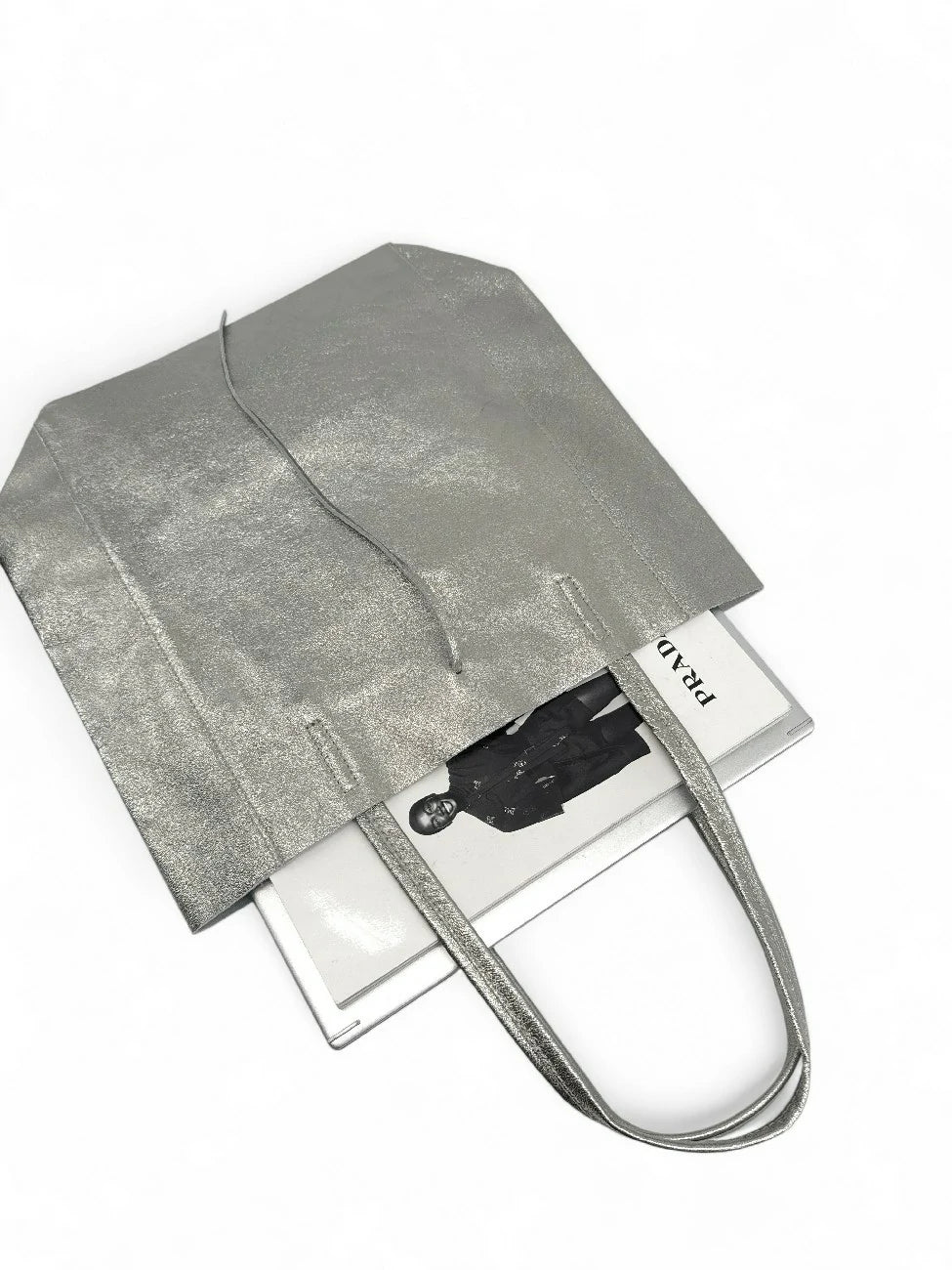 Sac cabas en cuir métallisé NICE Argent moyen