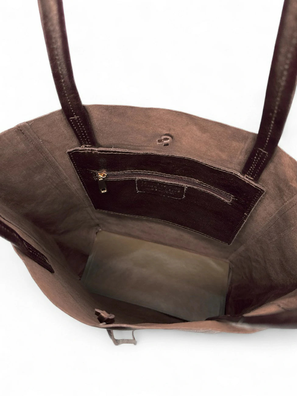 Bolso shopper de piel metalizada NICE marrón chocolate