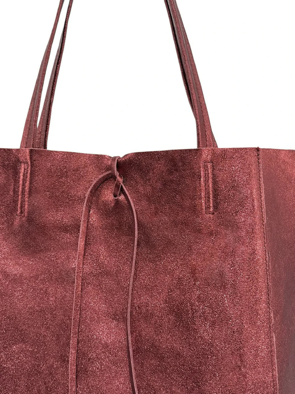 Bolso shopper de piel metalizada NICE rojo burdeos