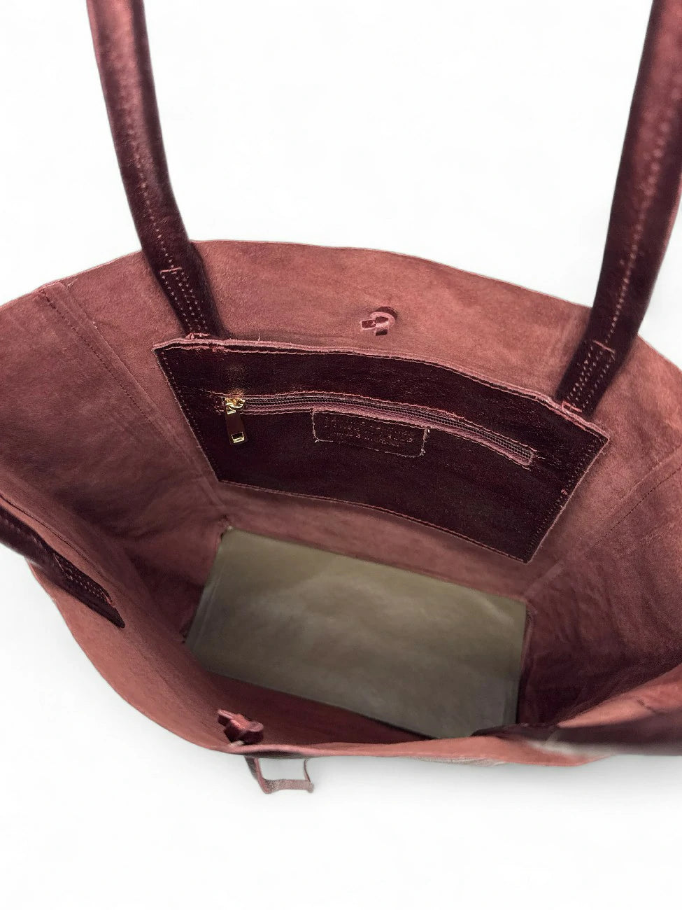 Bolso shopper de piel metalizada NICE rojo burdeos