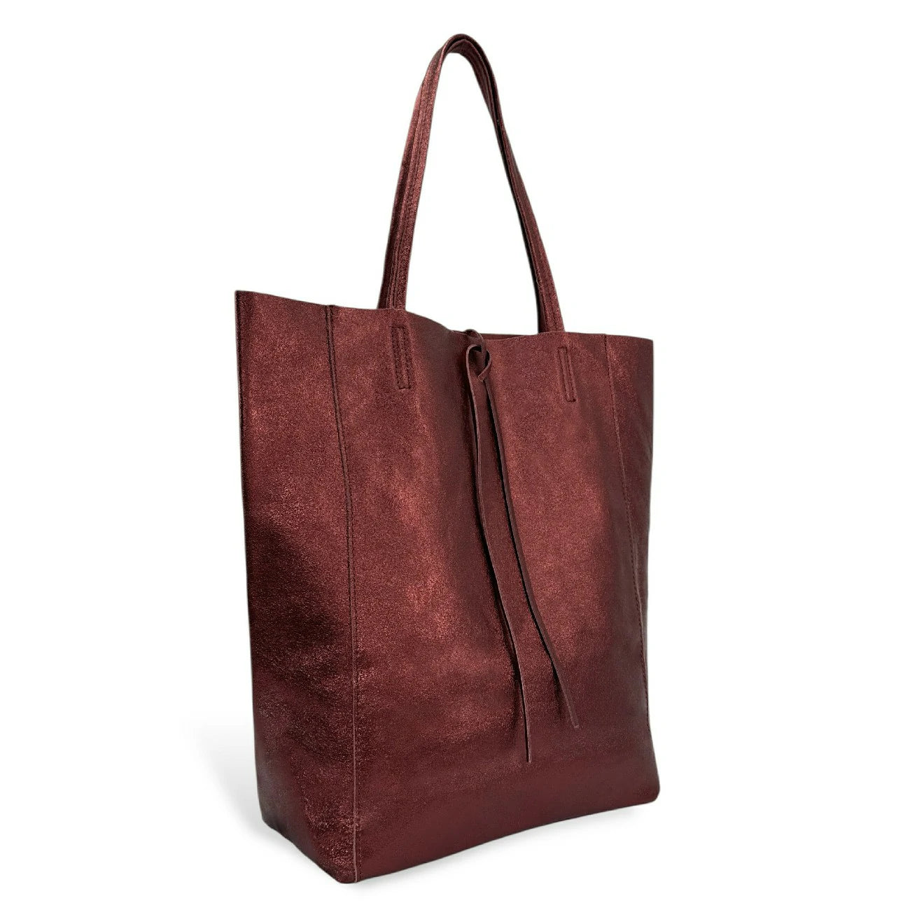 Sac cabas en cuir métallisé NICE Rouge bordeaux