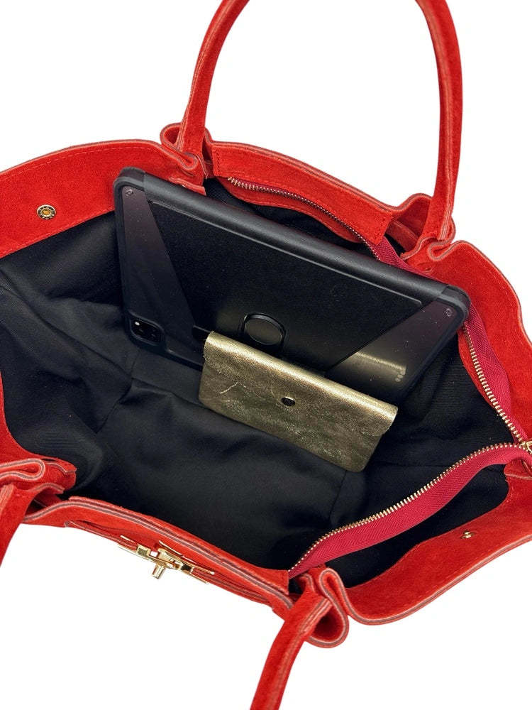 Shopper-Tasche aus Wildleder CAPRI SUEDE Kapuzinerkresse