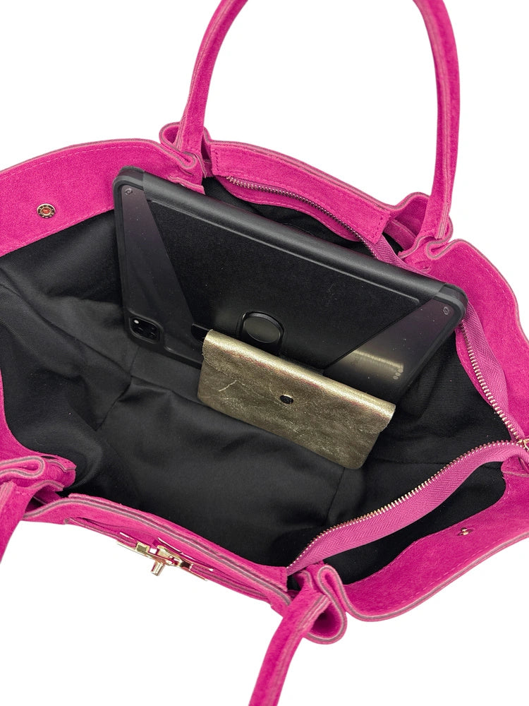 Shopper aus Wildleder CAPRI SUEDE Fuchsia-Rosa