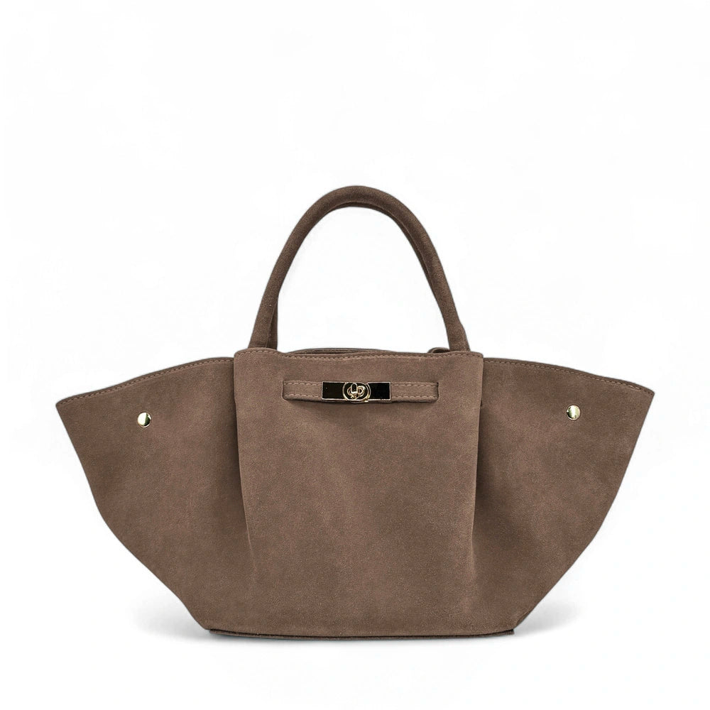 Sac cabas en cuir nubuck CAPRI SUEDE Taupe foncé