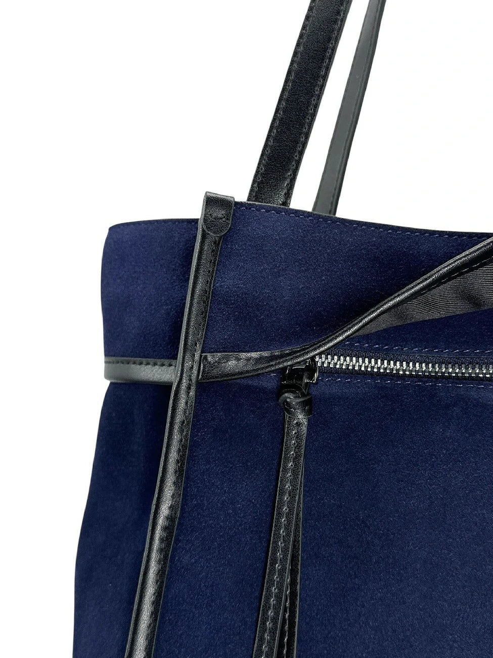 Großer Shopper aus Wildleder und Glattleder PURDAY Marineblau