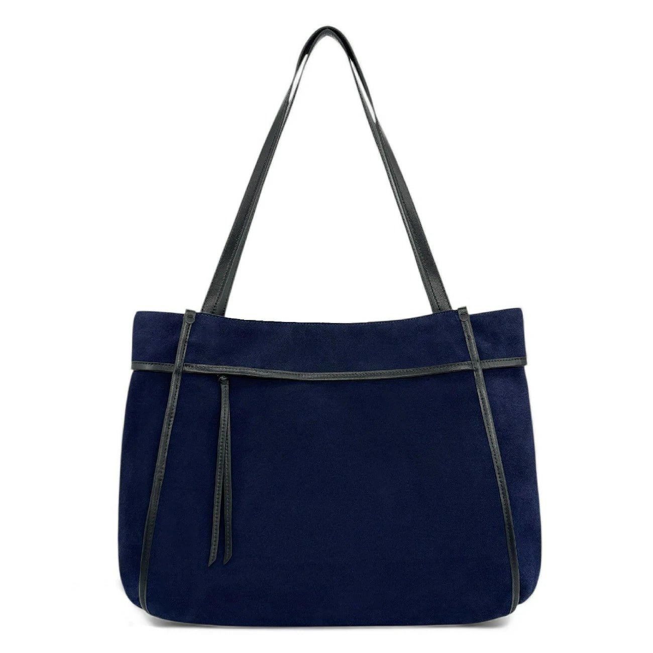 Grand sac cabas en daim et cuir lisse PURDEY Bleu marine