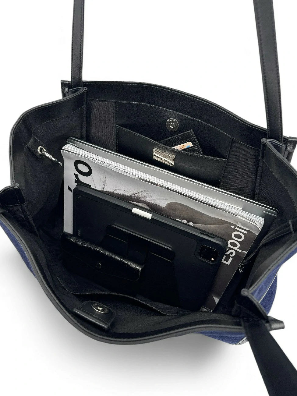Großer Shopper aus Wildleder und Glattleder PURDAY Marineblau
