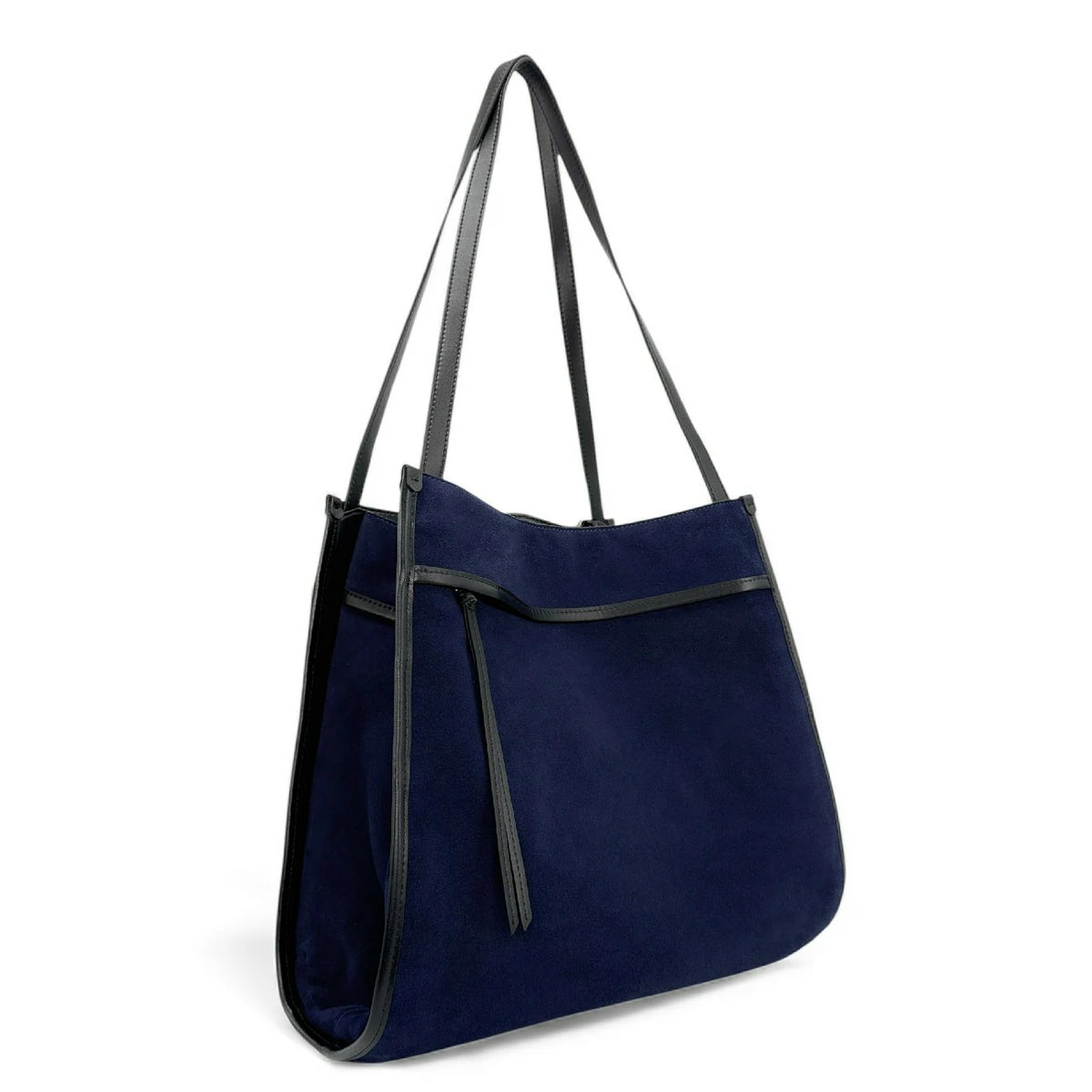 Großer Shopper aus Wildleder und Glattleder PURDAY Marineblau