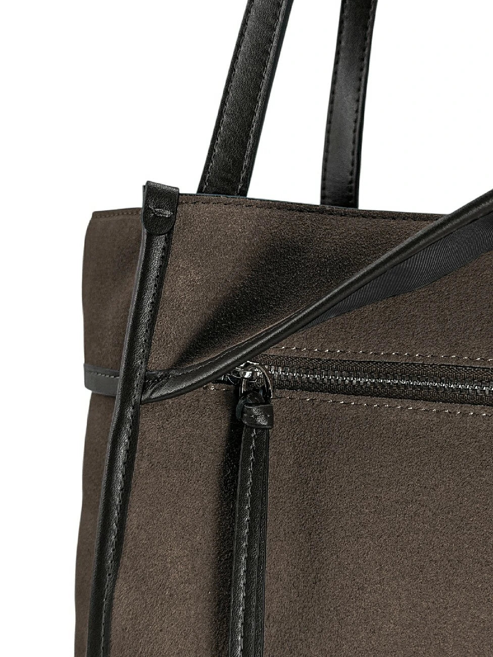 Großer Shopper aus Wildleder und Glattleder PURDAY Schokoladenbraun