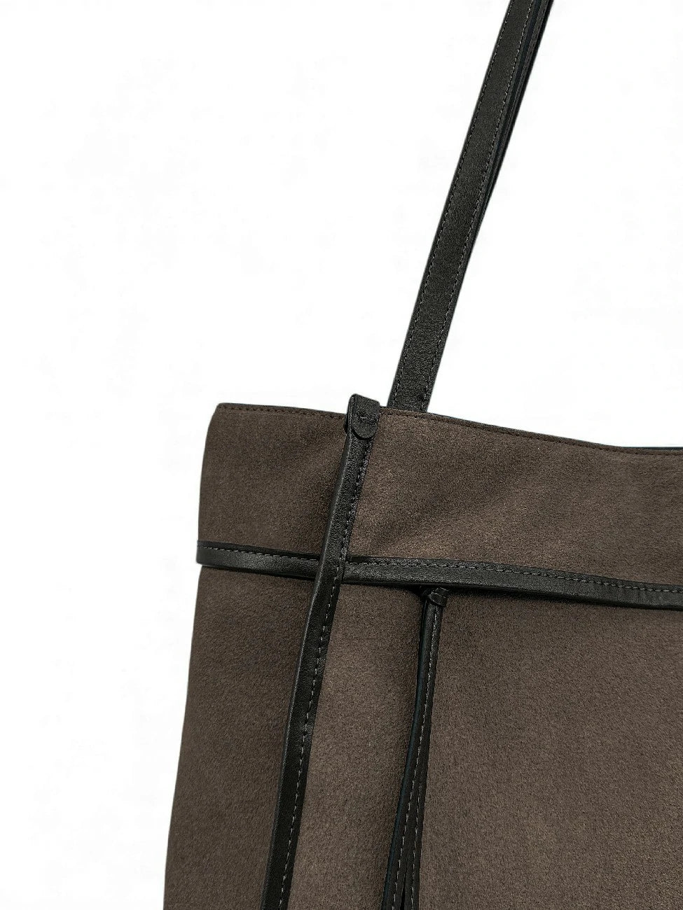 Großer Shopper aus Wildleder und Glattleder PURDAY Schokoladenbraun