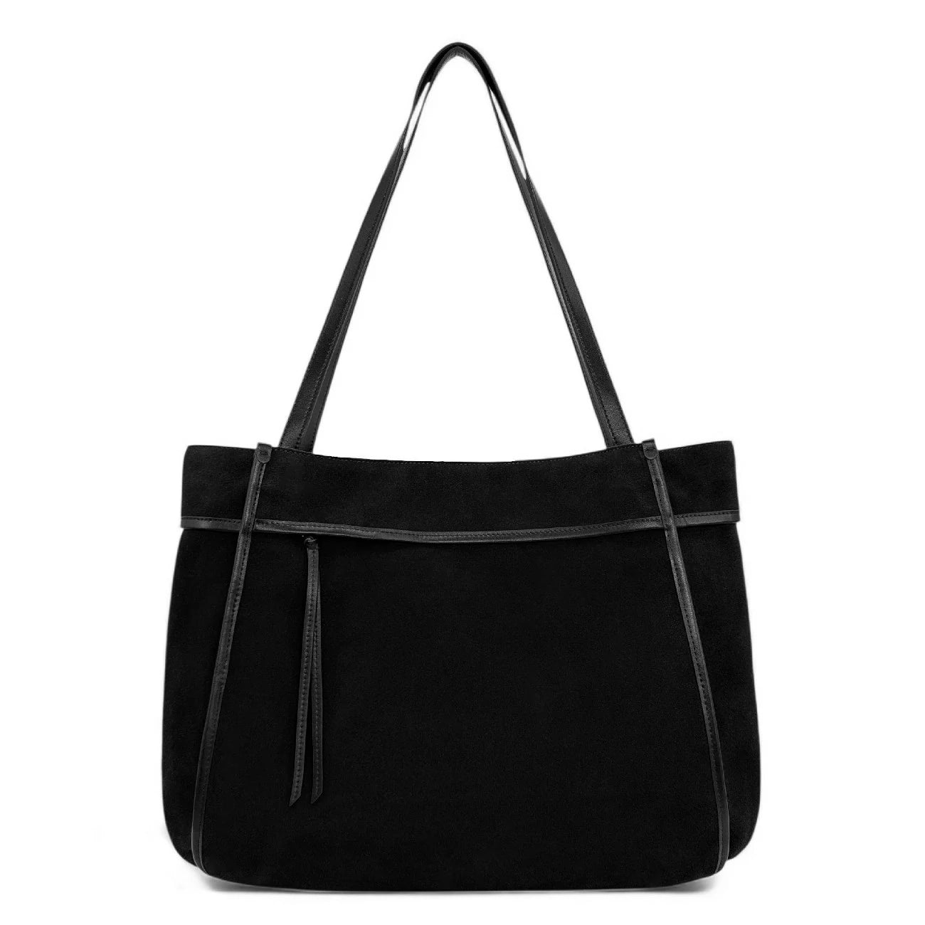 Grand sac cabas en daim et cuir lisse PURDEY Noir