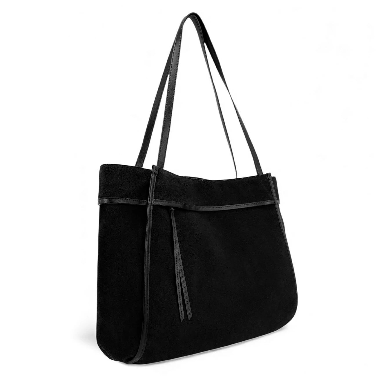 Grand sac cabas en daim et cuir lisse PURDEY Noir