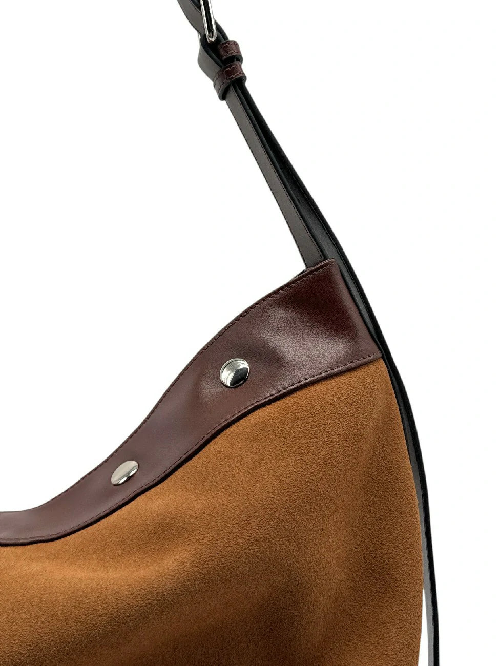 Bolso tote grande de ante y piel lisa EMMA Camel oscuro