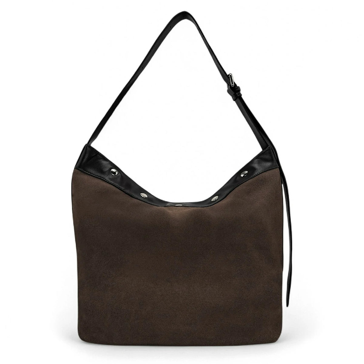 Großer Shopper aus Wildleder und Glattleder EMMA Schokoladenbraun