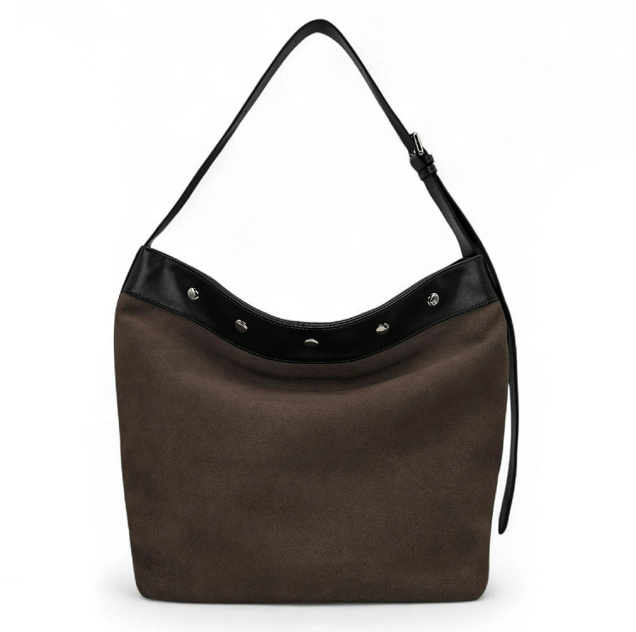 Grand sac cabas en daim et cuir lisse EMMA Chocolat