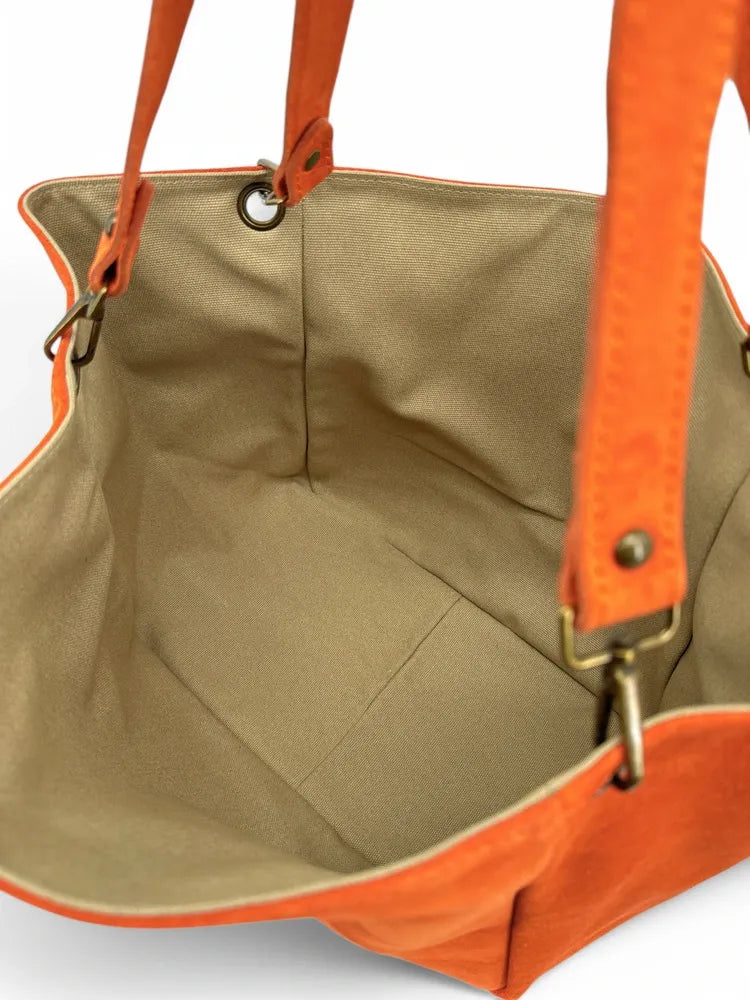 Sac cabas en croûte de cuir STAR-LORD Mandarine