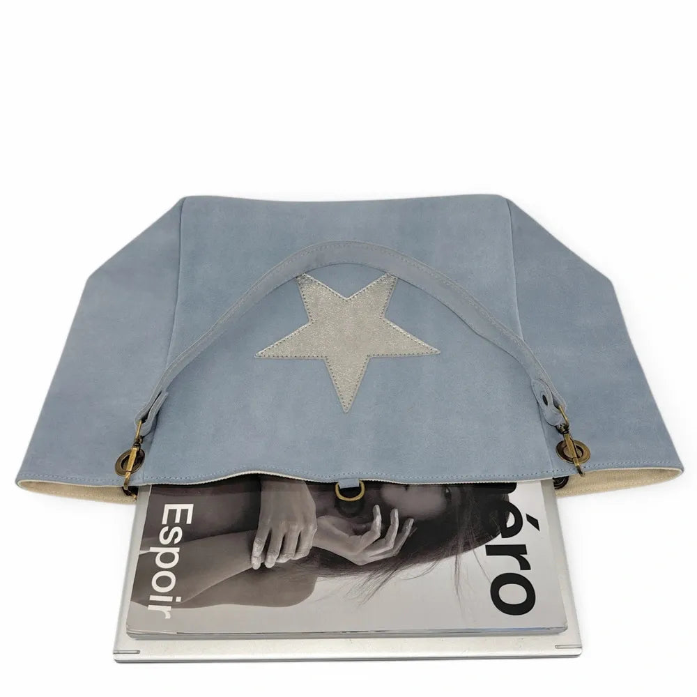 Sac cabas en croûte de cuir STAR-LORD Bleu pastel