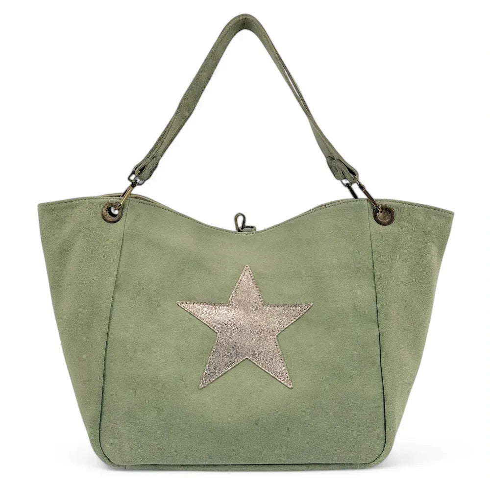 Sac cabas en croûte de cuir STAR-LORD Vert amande