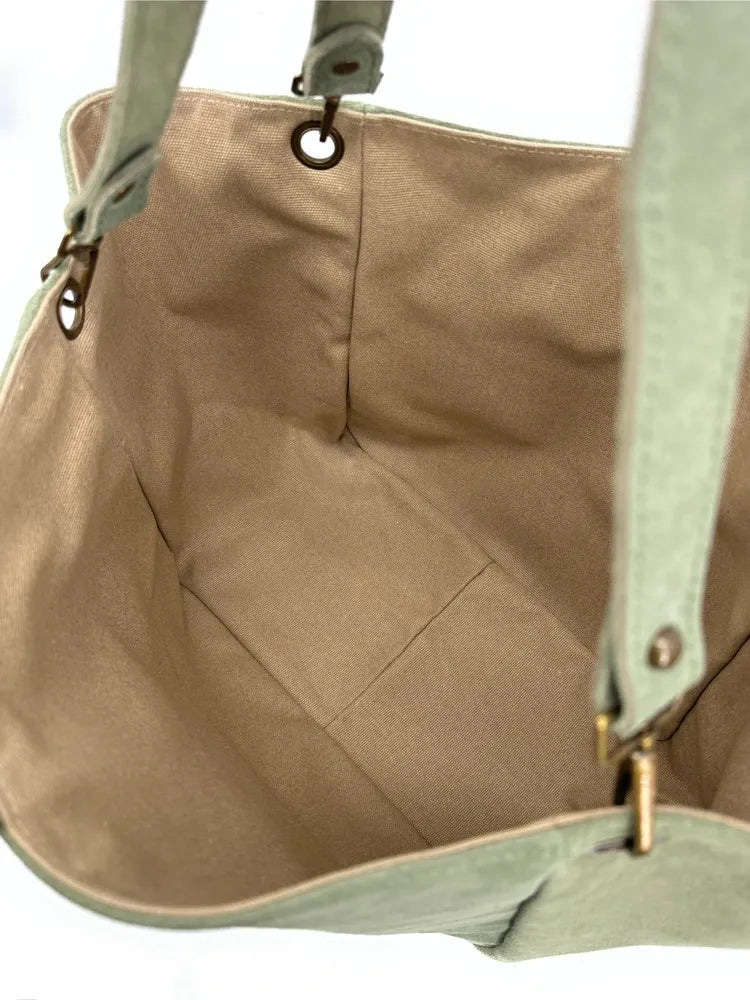 Sac cabas en croûte de cuir STAR-LORD Vert amande