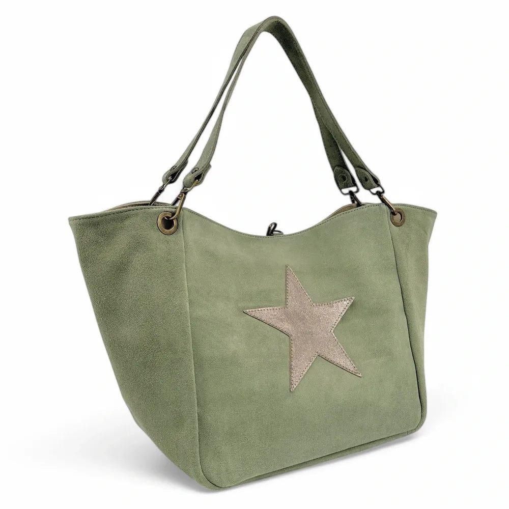 Sac cabas en croûte de cuir STAR-LORD Vert amande