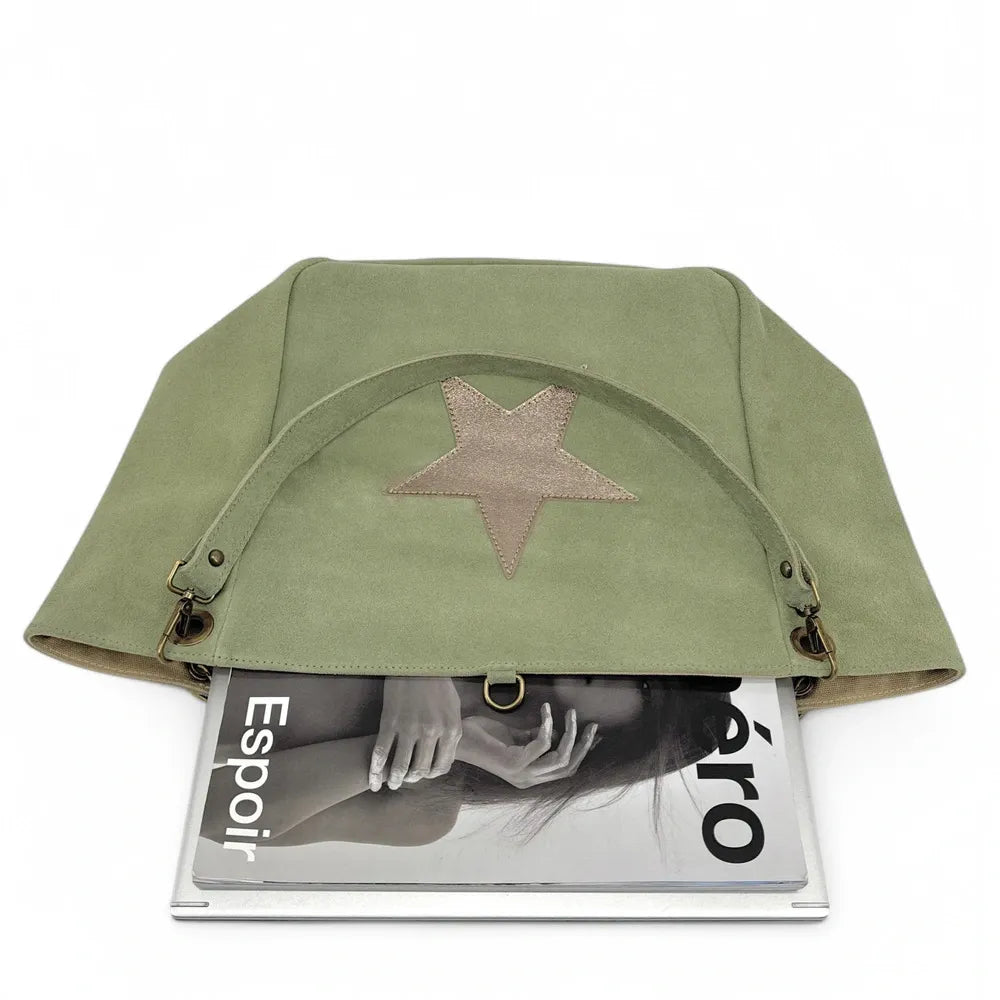 Sac cabas en croûte de cuir STAR-LORD Vert amande
