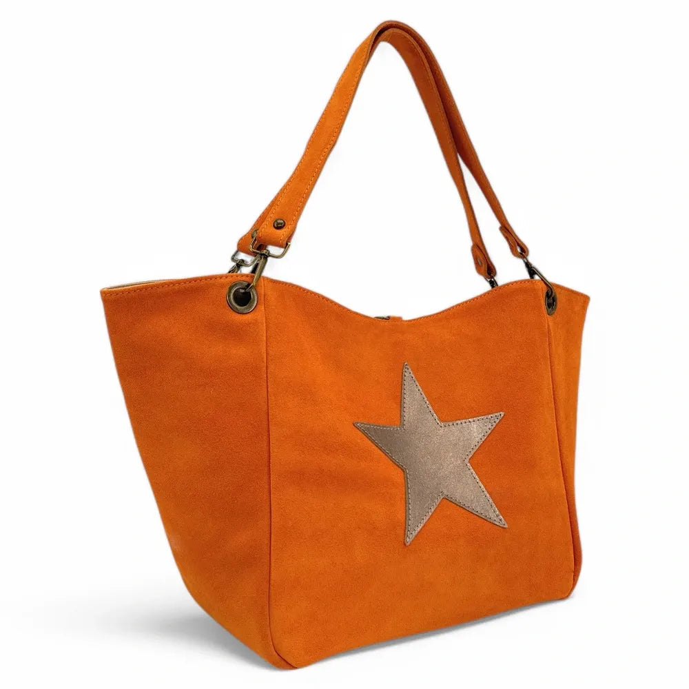 Sac cabas en croûte de cuir STAR-LORD Mandarine
