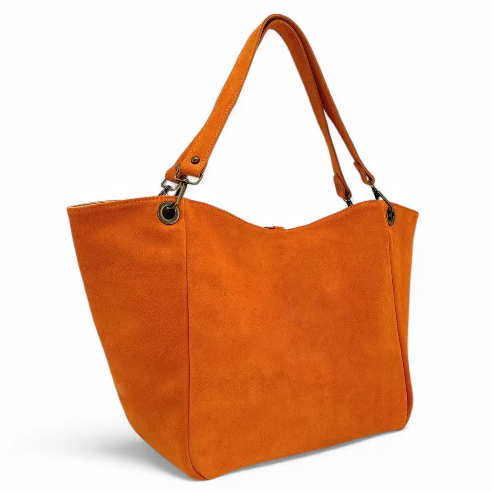 Sac cabas en croûte de cuir STAR-LORD Mandarine