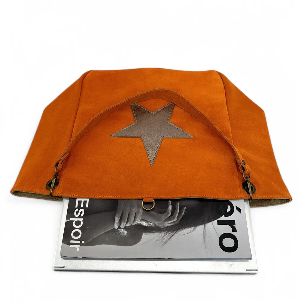 Sac cabas en croûte de cuir STAR-LORD Mandarine
