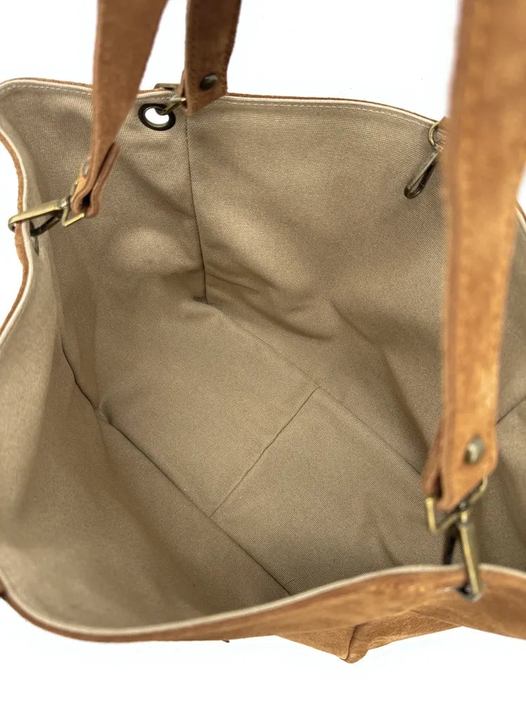 Sac cabas en croûte de cuir STAR-LORD Camel foncé