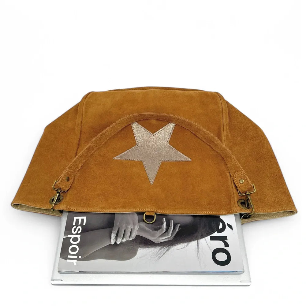 Sac cabas en croûte de cuir STAR-LORD Camel foncé
