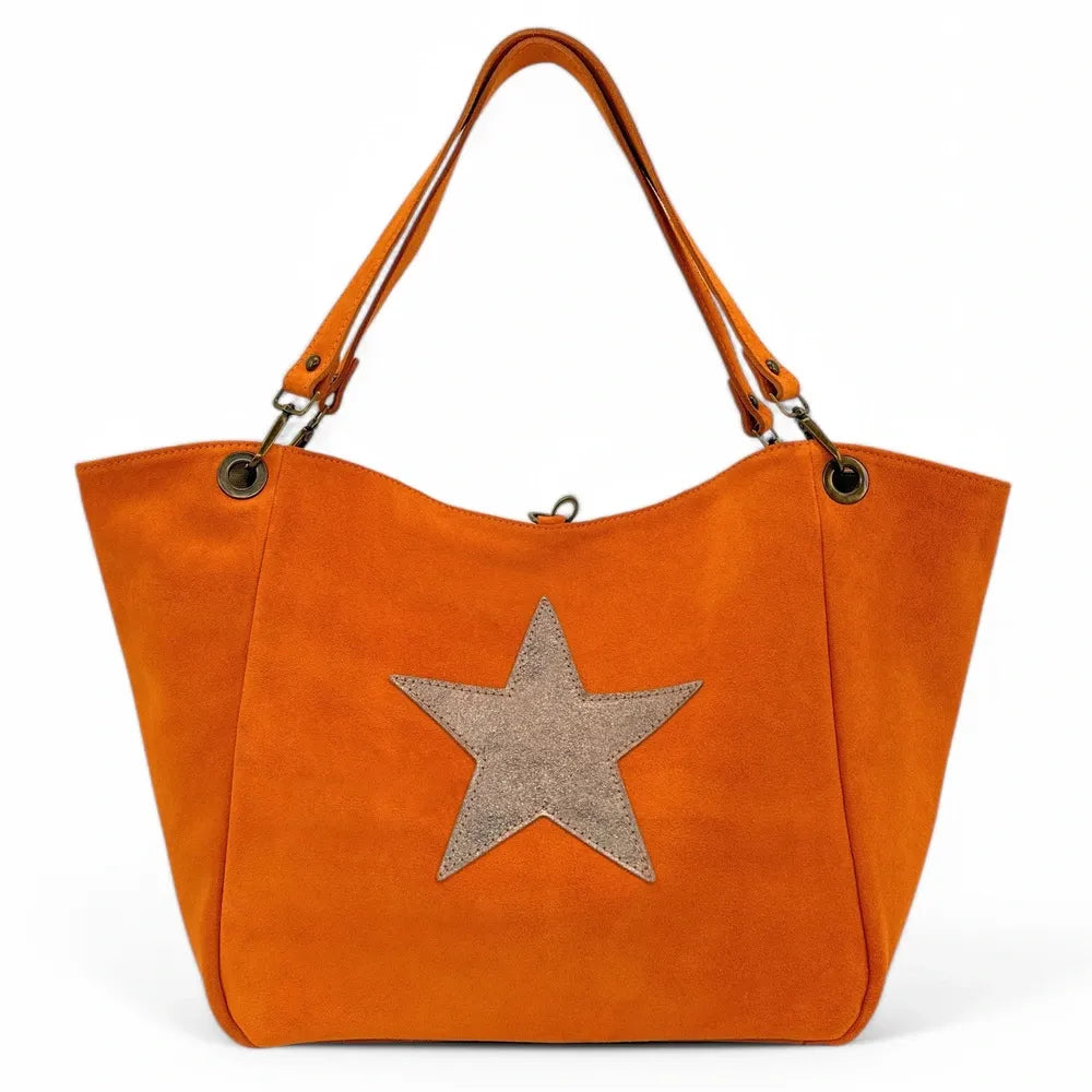 Sac cabas en croûte de cuir STAR-LORD Mandarine