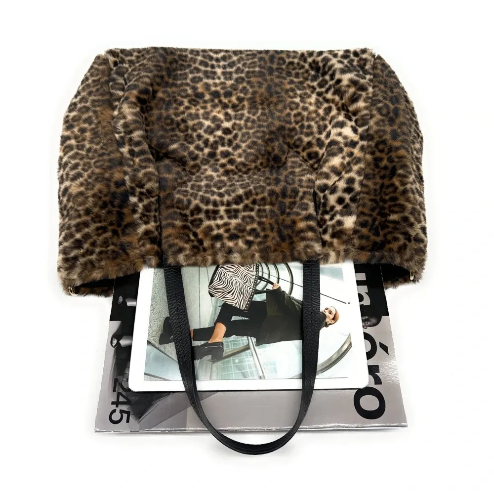 Sac cabas en cuir et fausse fourrure OKOYE Ocelot