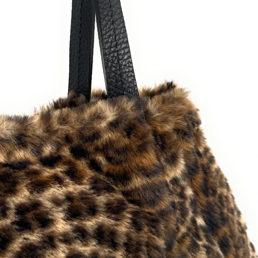 Sac cabas en cuir et fausse fourrure OKOYE Ocelot
