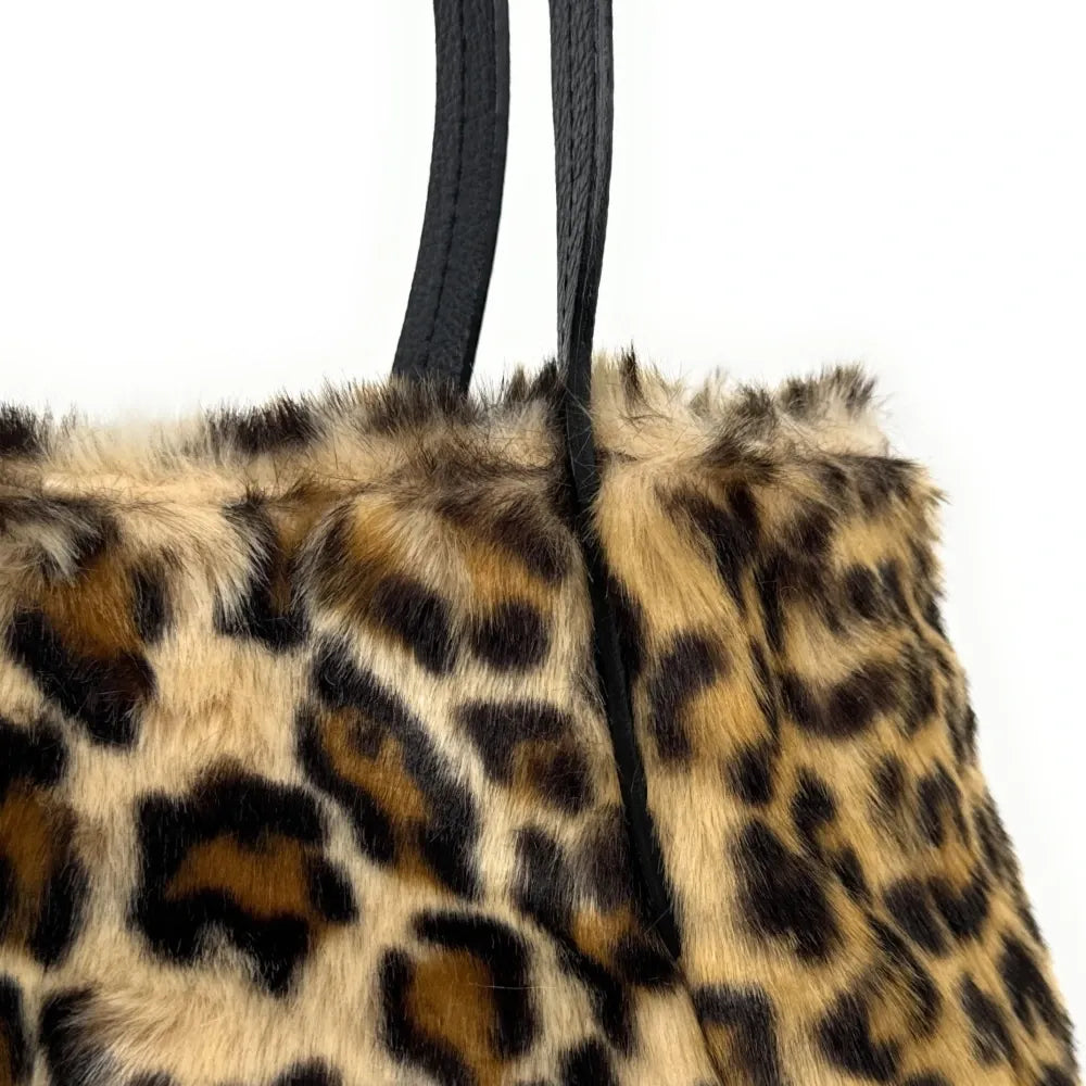 Sac cabas en cuir et fausse fourrure OKOYE Léopard