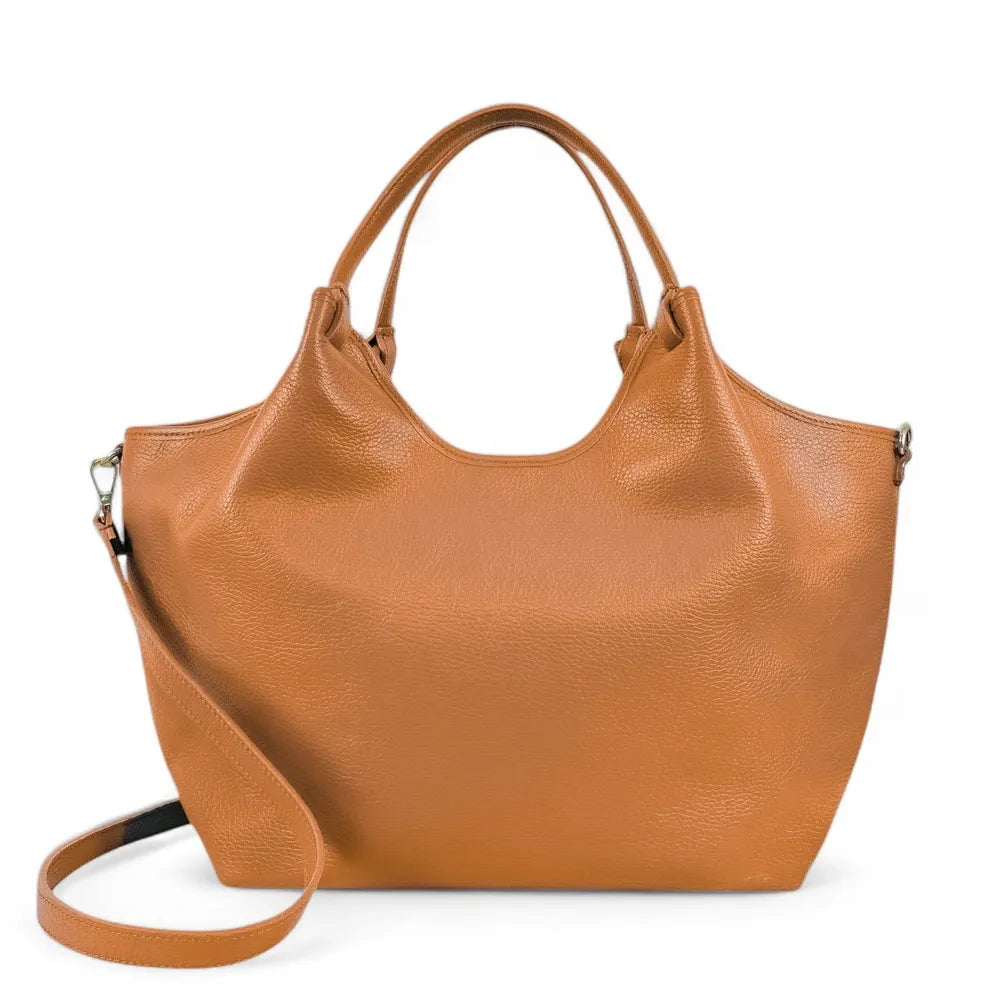 Sac cabas en cuir grainé ALYSSA Camel