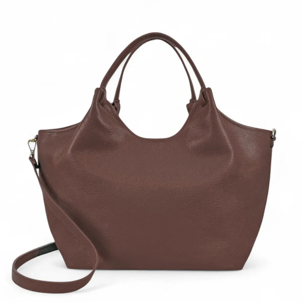 Sac cabas en cuir grainé ALYSSA Chocolat