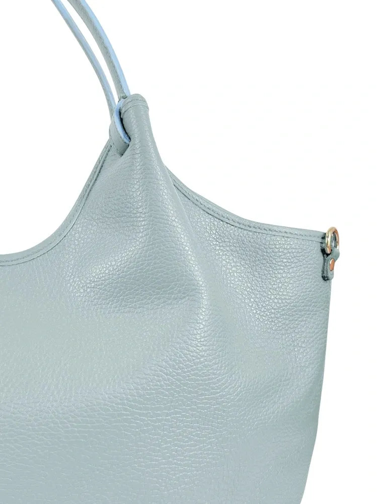 Sac cabas en cuir grainé ALYSSA Bleu pastel