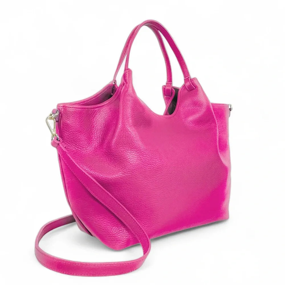 Sac cabas en cuir grainé ALYSSA Rose fuchsia