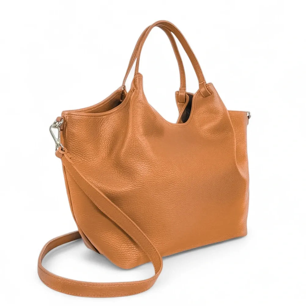 Sac cabas en cuir grainé ALYSSA Camel