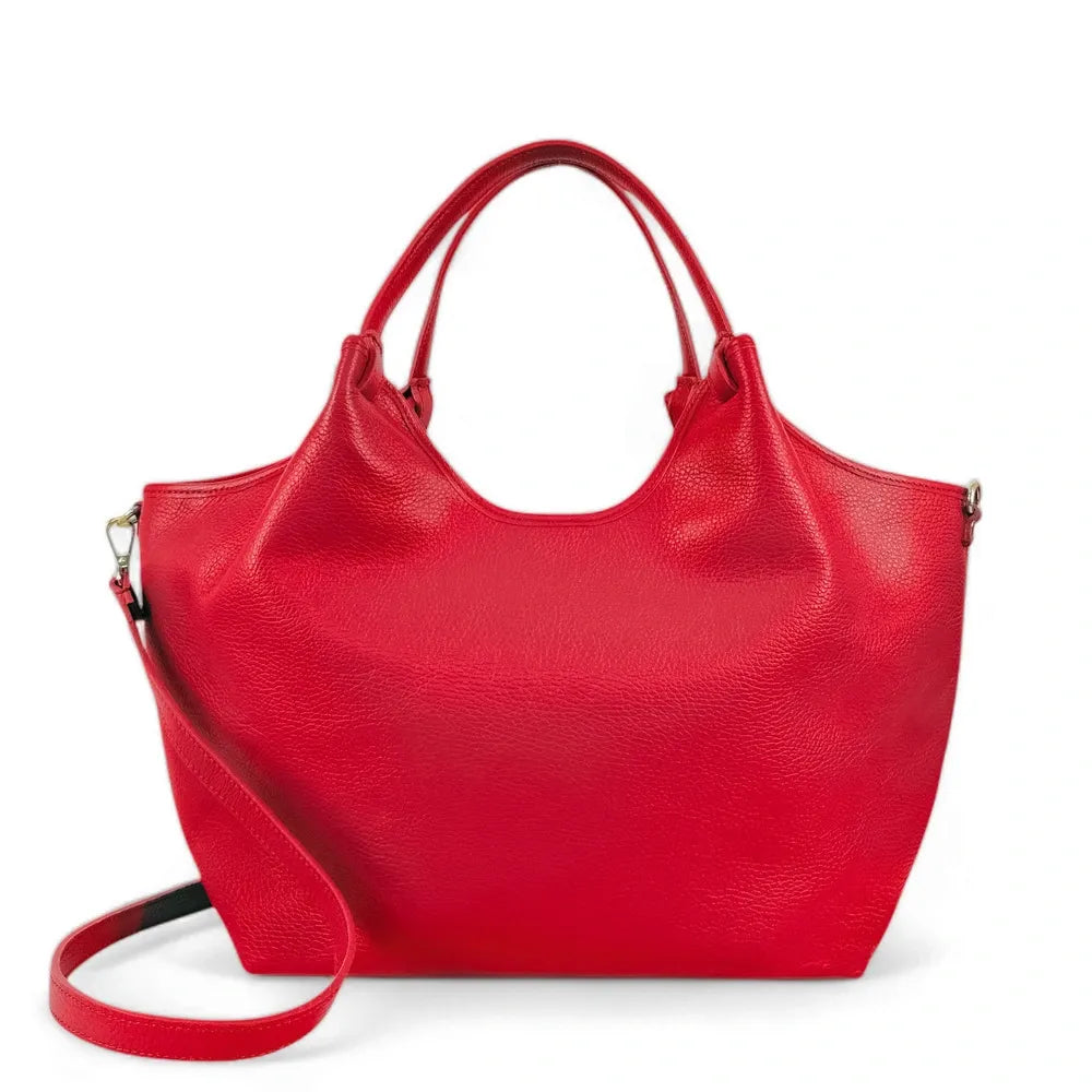 Sac cabas en cuir grainé ALYSSA Rouge garance