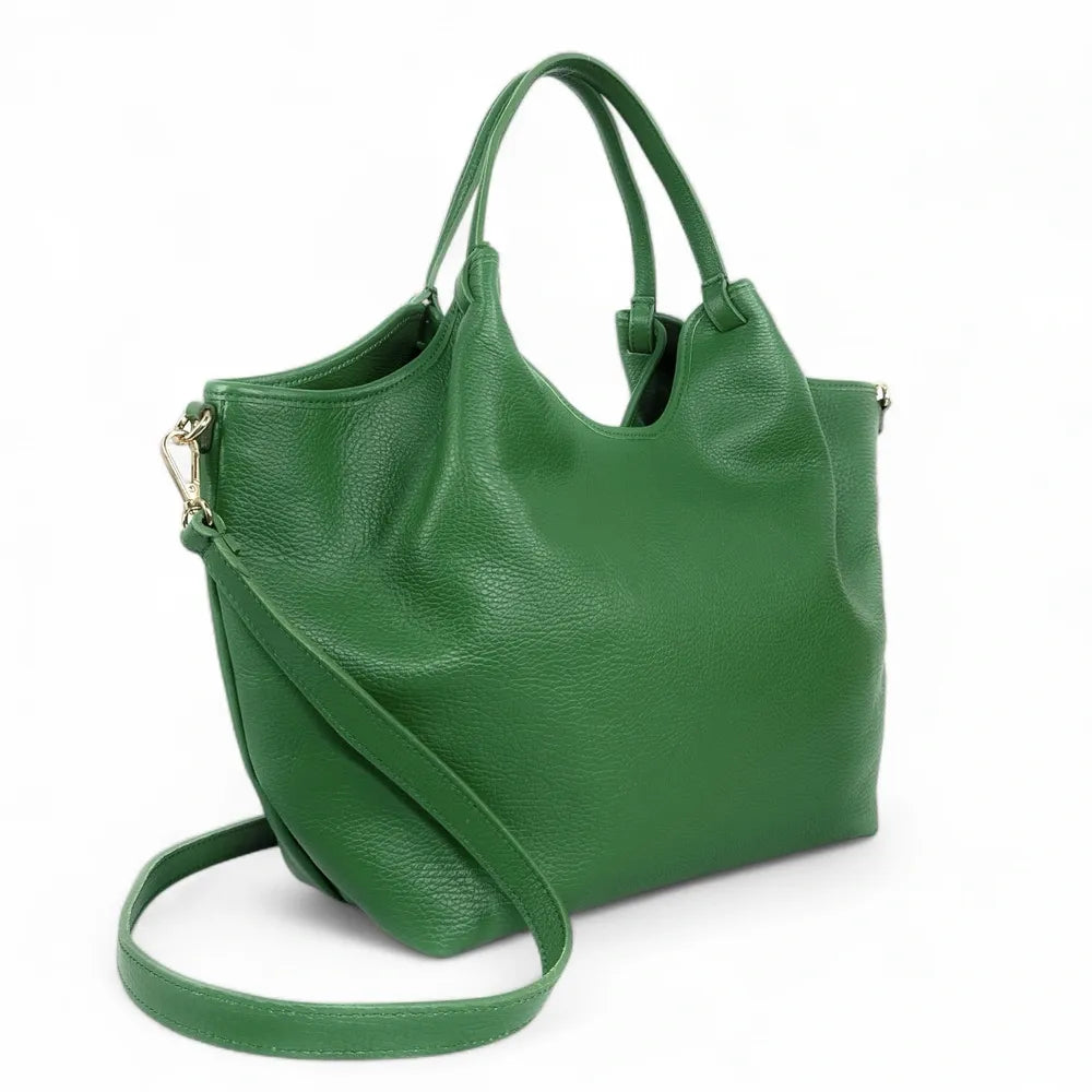 Sac cabas en cuir grainé ALYSSA Vert anglais