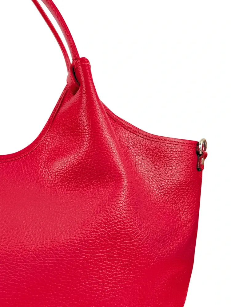 Sac cabas en cuir grainé ALYSSA Rouge garance