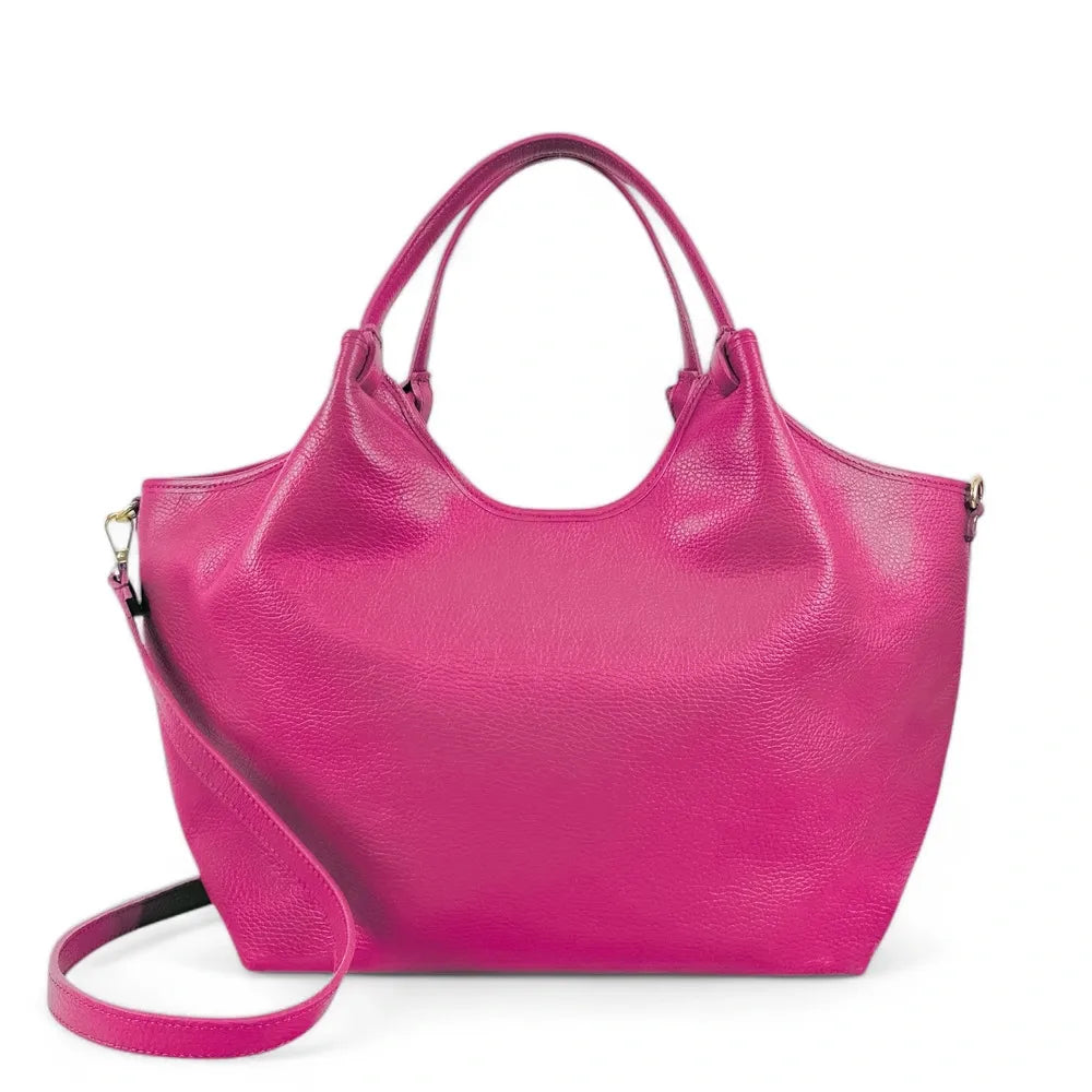 Sac cabas en cuir grainé ALYSSA Rose fuchsia