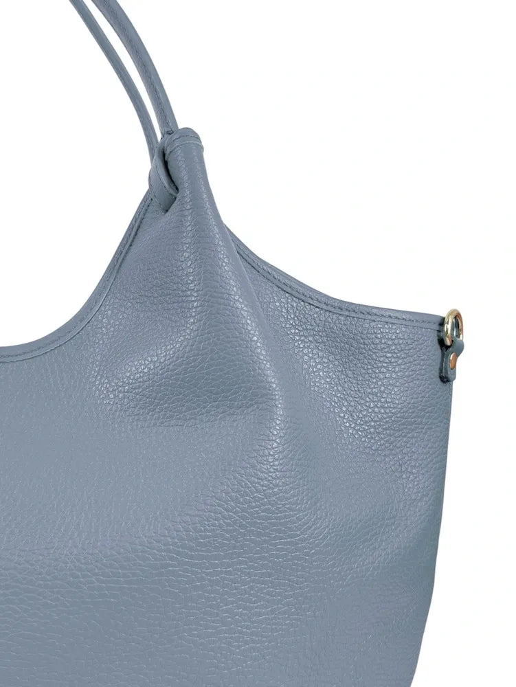 Sac cabas en cuir grainé ALYSSA Bleu glacier