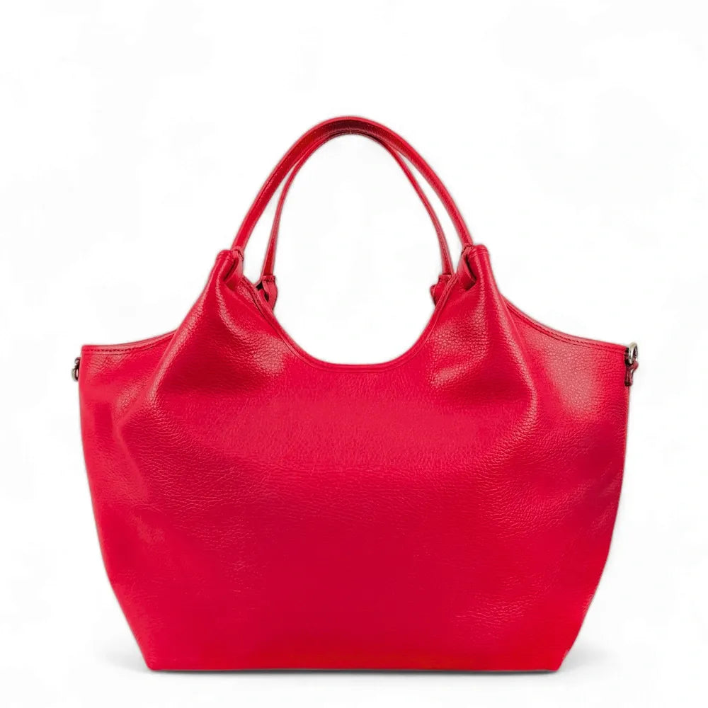 Sac cabas en cuir grainé ALYSSA Rouge garance