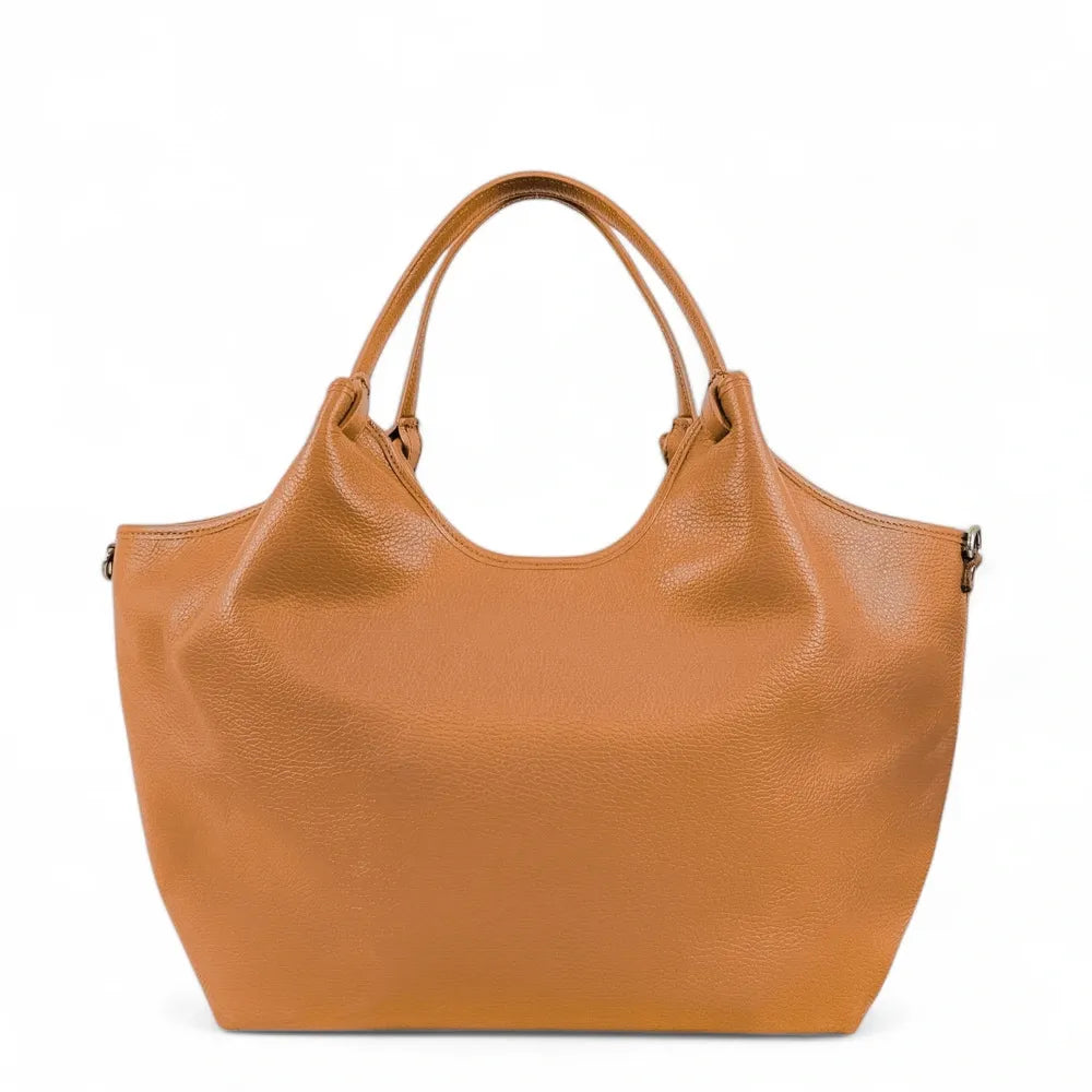 Sac cabas en cuir grainé ALYSSA Camel