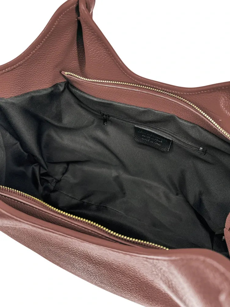 Sac cabas en cuir grainé ALYSSA Chocolat